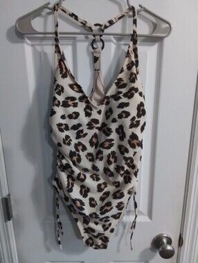 Kona Sol Cream and Black Leopard-Print One-Piece Swimsuit